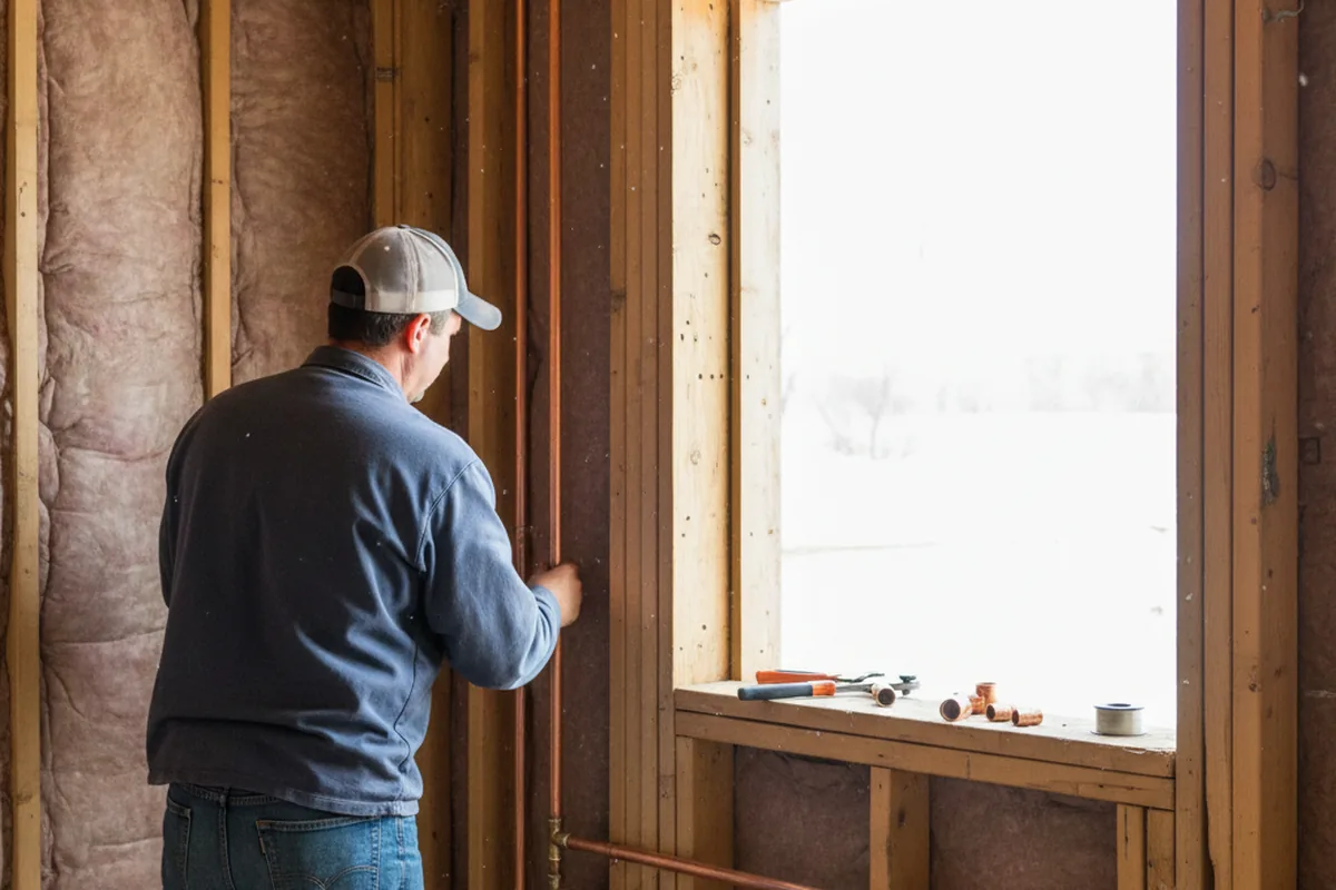 Licensed plumber running new copper supply lines in a Astor home