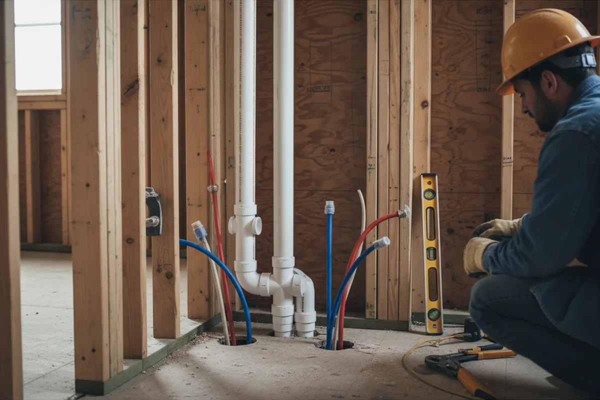 Drain and supply rough-in during Leak Detection in Astor